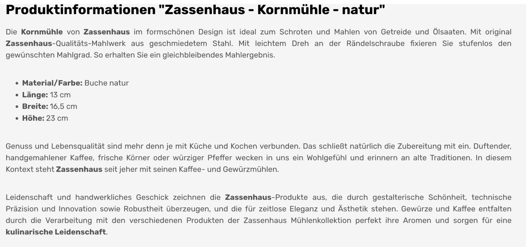 Zassenhaus Elettrodomestici da cucina: Kornmühle oder Getreidemühle – Usato da Obfelden venduto da Pema5 3