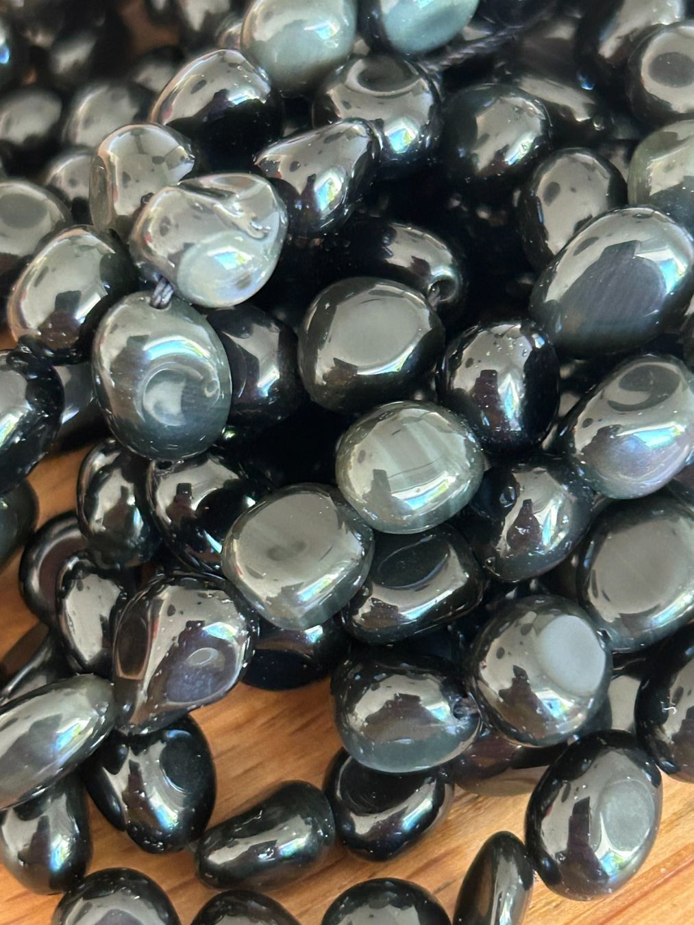 Pietre preziose: Strang echte silver Obsidian Nuggets 8-10 mm – Nuovo e nell'imballaggio originale da Niederrohrdorf venduto da Ytobi 1