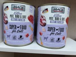 Kitten Futter MAC's Super Food Pute, Rind und Ente, 2x 800g