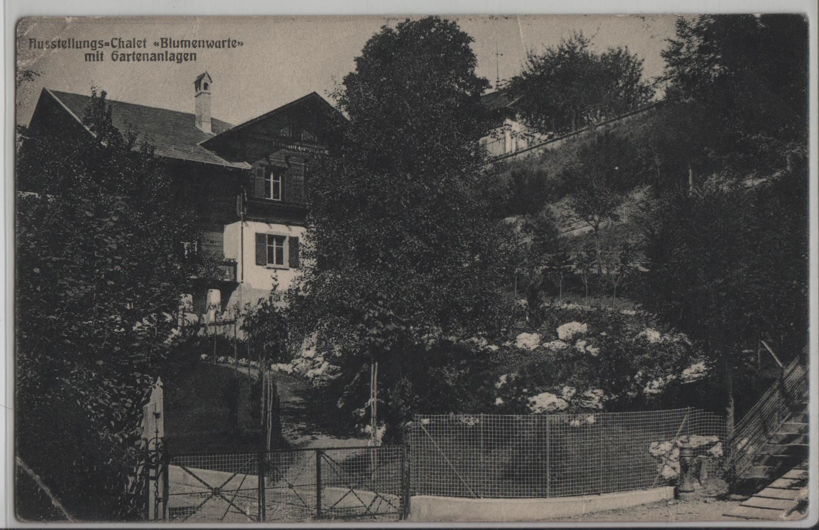 Cartoline postali: Ausstellungs-Chalet "Blumenwarte" mit – Antico da Ettingen venduto da Kartenplanet