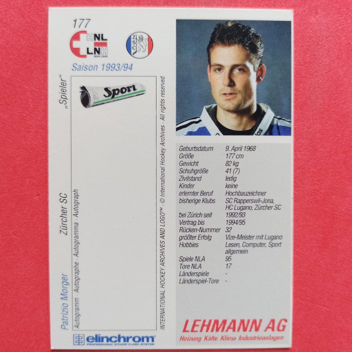 Sammelbilder & Trading cards: Patrizio Morger - ZSC CARD - 1993/94 – Gebraucht aus Dübendorf von kb86_MOVIE 1