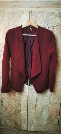 Bordeaux-roter Blazer, Herbst, Weinrot - S