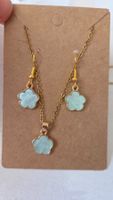 Schmuck set Blumen Ohrringe Kette Blume blau🌸🩵 *letzte tag