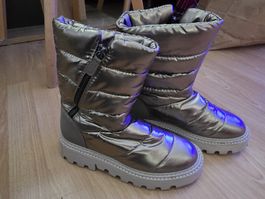 Bottes d'hiver matelassées argentées taille 36 bon état