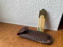 Antike Gelenk Zollstock Bein inkl.Lederetui Sammlerstueck