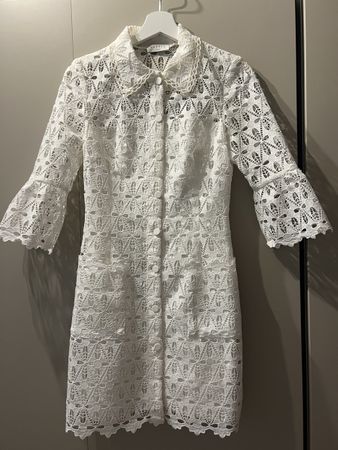 Kleid Sandro Spitzenkleid Weiss