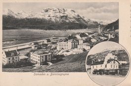 Samaden -und Berninagruppe-Bahnhof-Dampflock