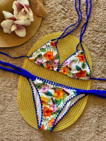 🌴Trend Bikini Blumen Blau Gr. M - NEU - Gratis Versand