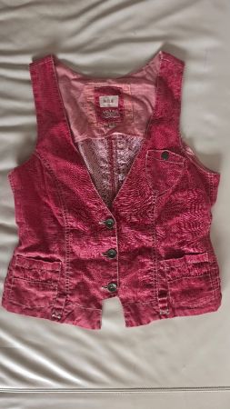 NILE Damen-Weste, pink/rot, Gr. M – 100 % Leinen