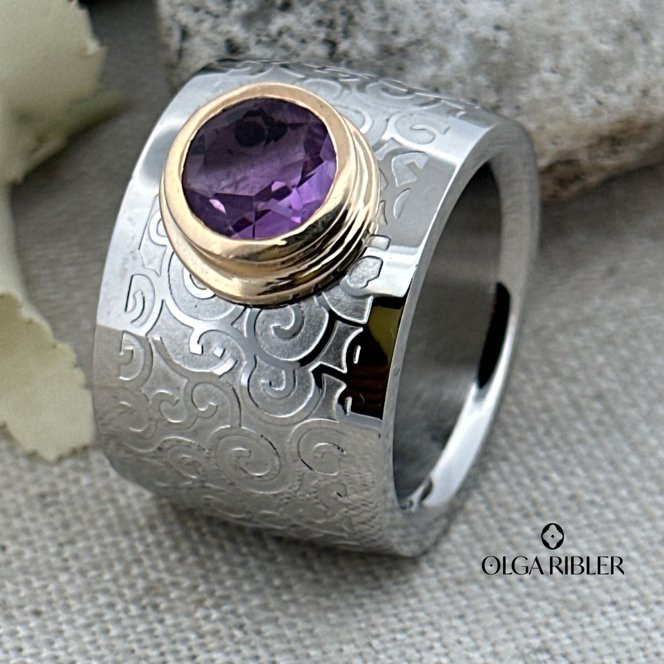 Olga Ribler Bagues: Edelstahlring mit Amethyst, Gr. 60 – Neuf (Voir description) à Luzern par MonikaS03 5