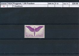 1924 Flugpost - 1.00 Fr., ** postfrisch