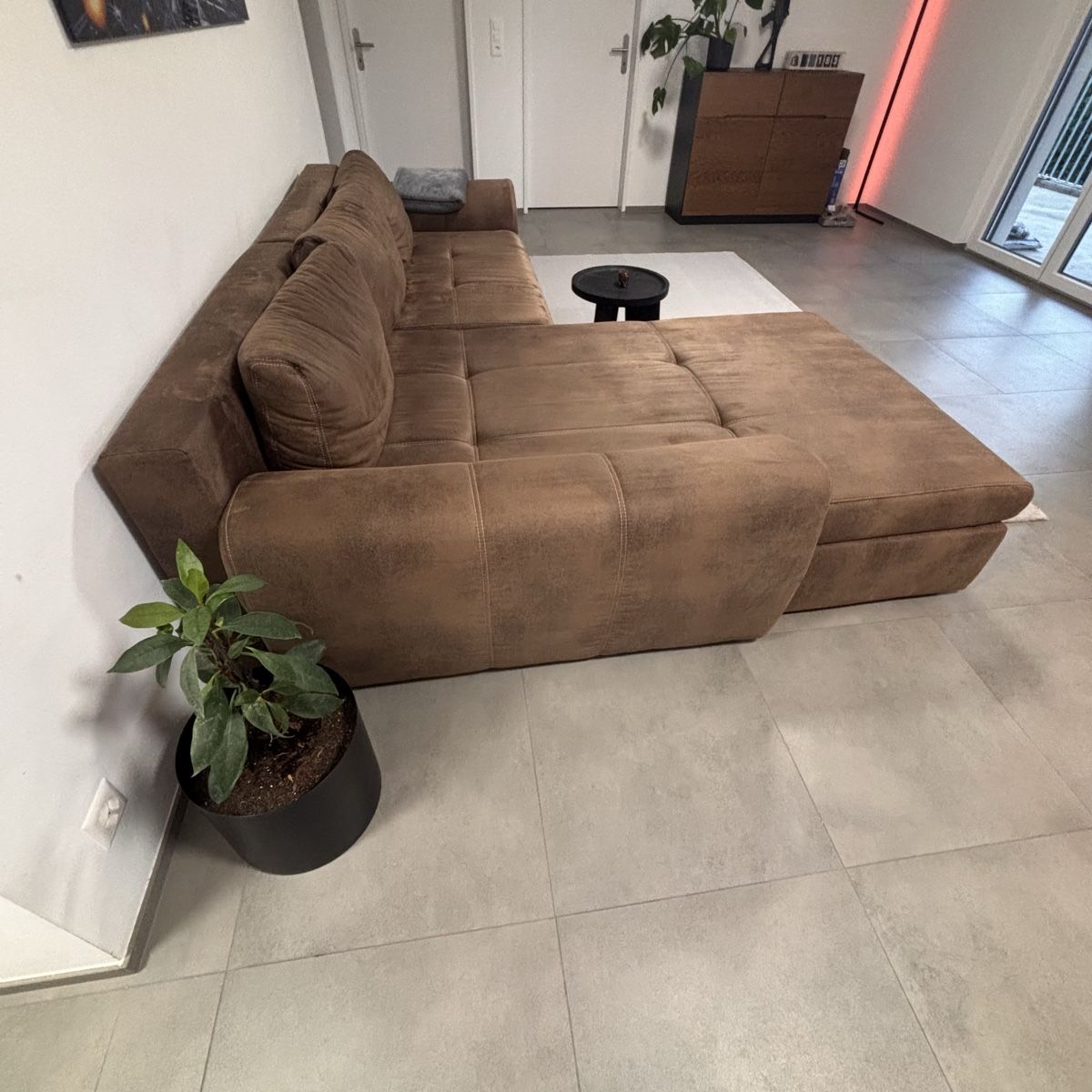 Sofas: Bettsofa Leder Braun – D'occasion à Hütten par mir_rkl6