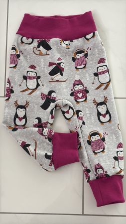 Fleece Thermo Pumphose mit Pinguinen Gr. 80/86 Neu