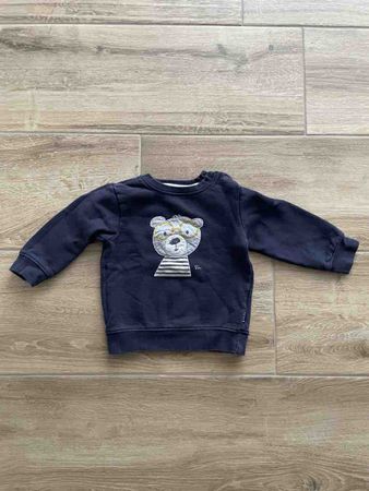Baby Pullover dunkelblau mit Bärenmotiv Gr. 86