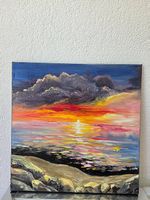 Peinture originale "Coucher de soleil orageux"