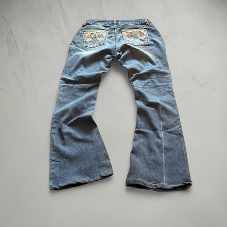 Damen Jeans Schlaghose mit Stickerei Grösse S