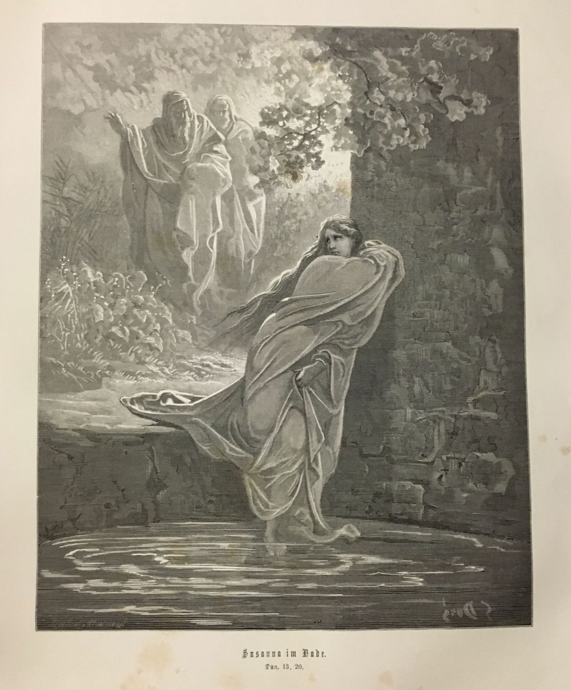 Stiche: Holzstich 1866, Gustave Doré, Bibel, Susanna im Bade – Gebraucht aus Frauenfeld von Merk52