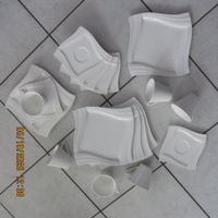 Geschirrset, weiss, modern, Geschirr, Tassen, Teller 18 teil