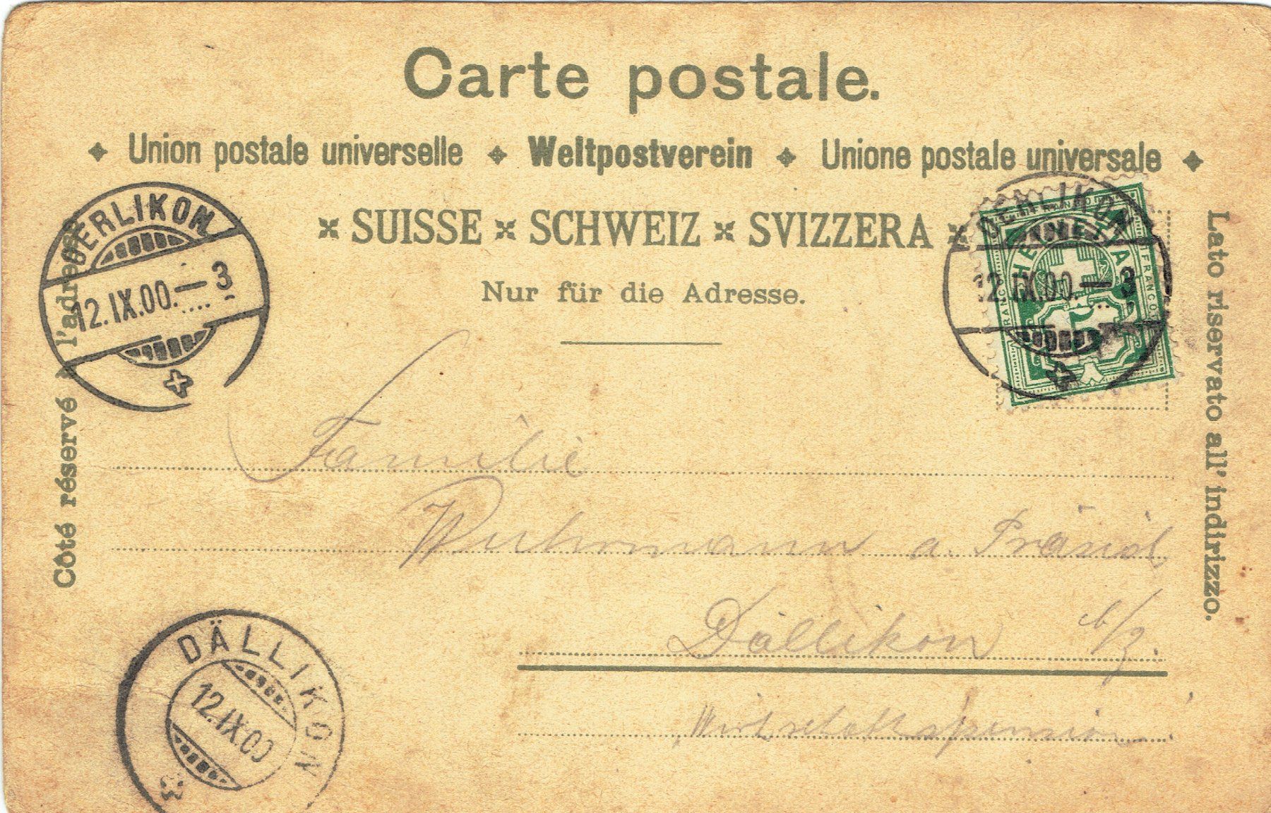 Ansichtskarten: Litho Seebach ZH, um 1895 – Gebraucht aus Otelfingen von Schmitte9 1