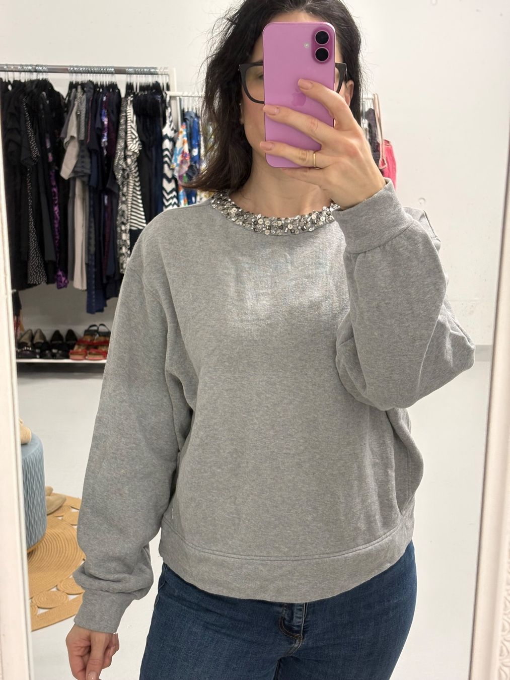 Brax Maglioni & Felpe: Brax Graues Sweatshirt mit Strass Pullover 38 Baumwolle – Nuovo (secondo la descrizione) da Regensdorf venduto da secondchancefashion