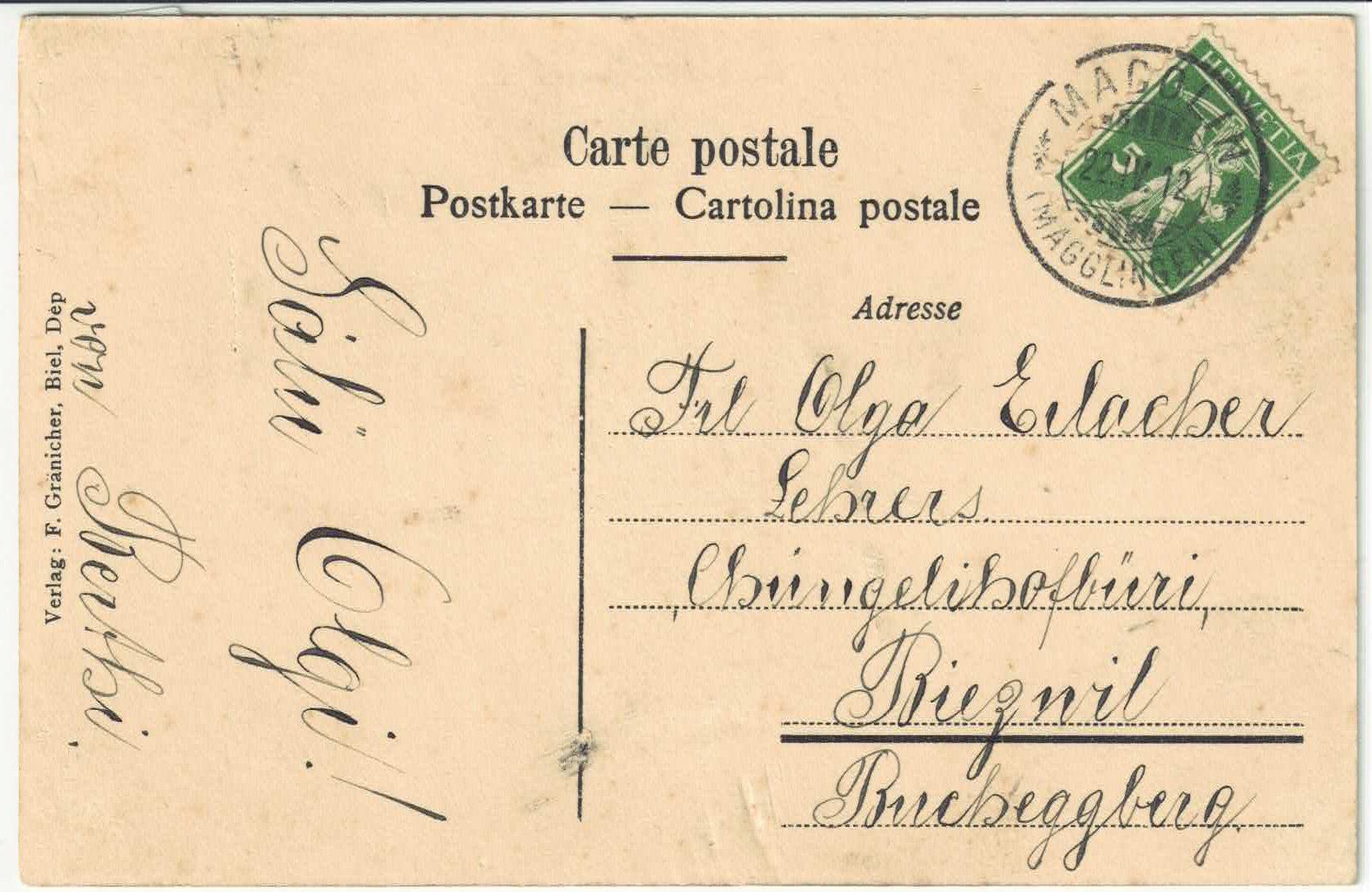 Cartoline postali: Drahtseilbahn Biel-Magglingen - Funiculaire Bienne-Macolin – Usato da Ettingen venduto da Kartenplanet 1