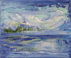 Original Gemälde Blau Abstrakt, Leinwand 20x30 cm, Unikat!!!
