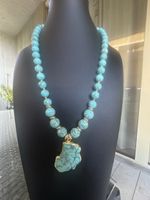 Collier Howlith mit grossem Anhänger , Handarbeit, neu