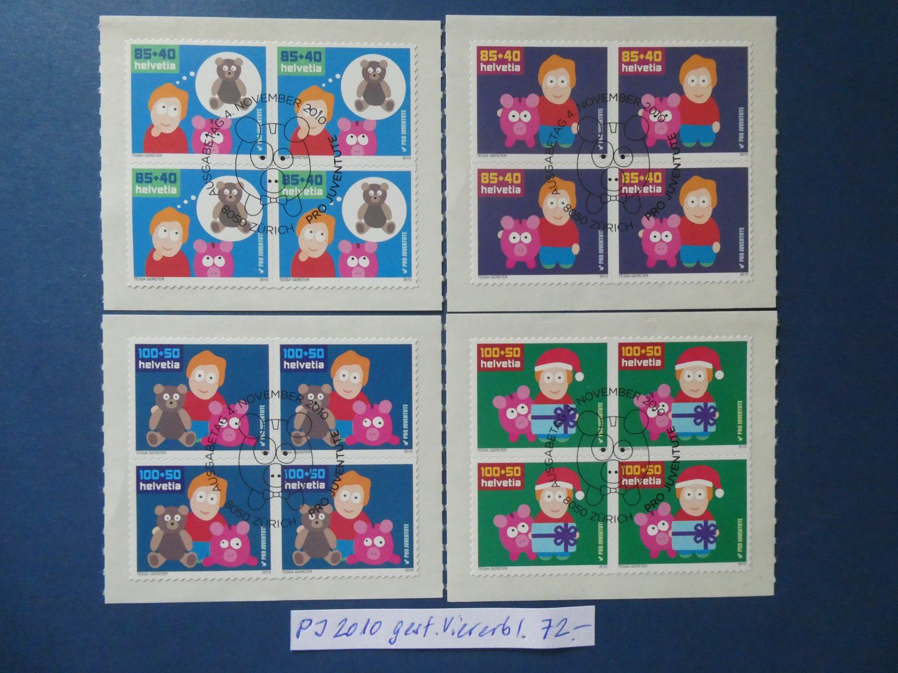 Alle Briefmarken: PJ 2010 Viererblöcke gestempelt – Gebraucht aus Lausen von Herbamare01