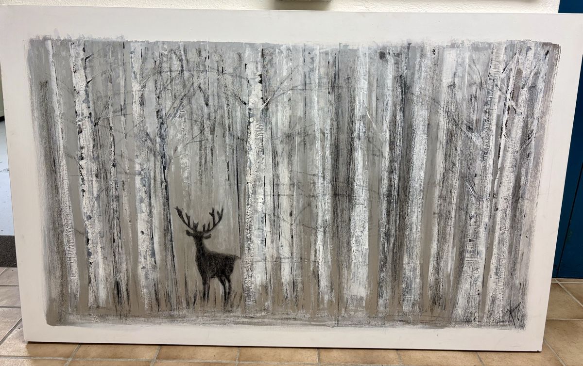 Dipinti: Grossformatiges, modernes Acrylbild "Hirsch im Wald" – Usato da Bern venduto da ale_ywv2