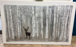 Grossformatiges, modernes Acrylbild "Hirsch im Wald"