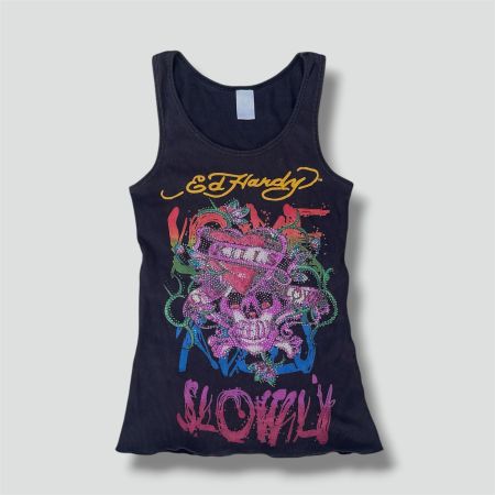 Ed Hardy "love kills slowly" rhinestones tank top vintage