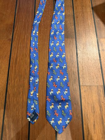 Cravate Tie-Break Paris 100% soie motif chiens bleu 