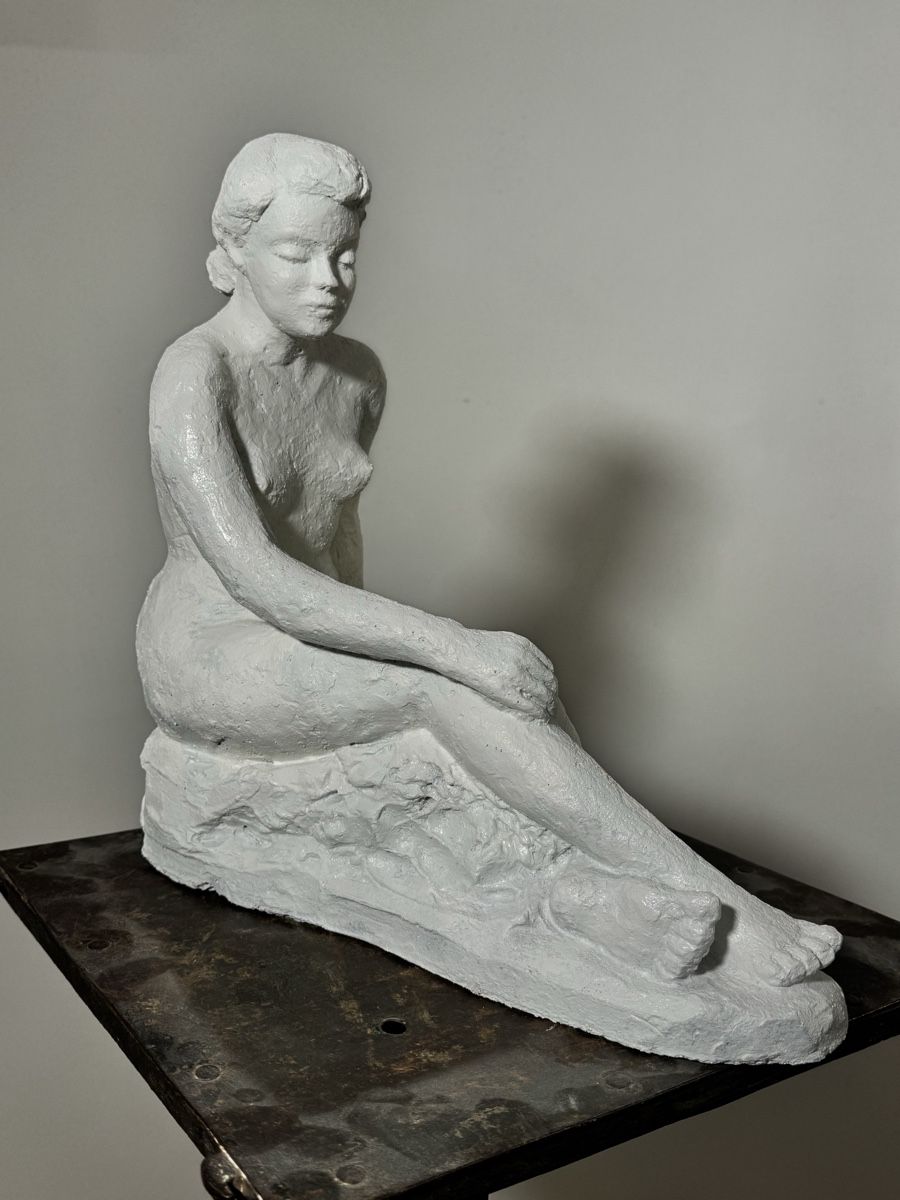 Sculture & Statue: Sitzende Gipsfigur Frauenakt – Usato da Villmergen venduto da Kunstraum.ch 5