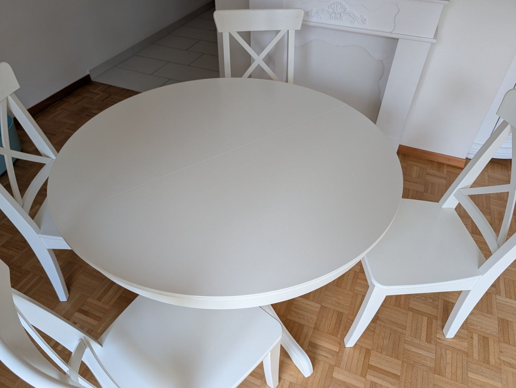 Ikea Tavoli: Table ronde extensible + 4 chaises IKEA INGATORP - blanc - – Usato da Genève venduto da mpi_yf9g 7