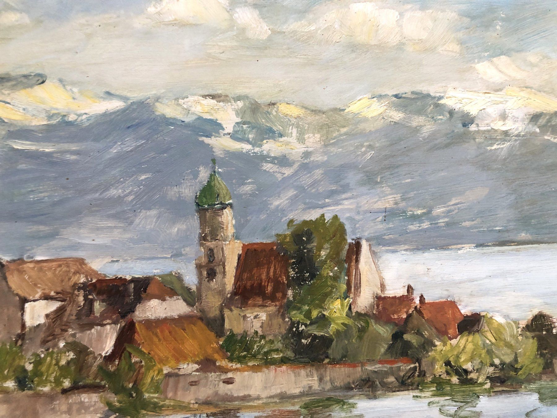 Gemälde: Ölgemälde - "Wasserburg am Bodensee" - signiert – Gebraucht aus Schaffhausen von durruti 2
