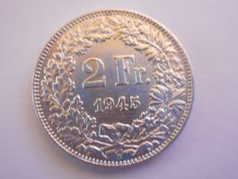 2 Fr. 1945 silber  mit Patina