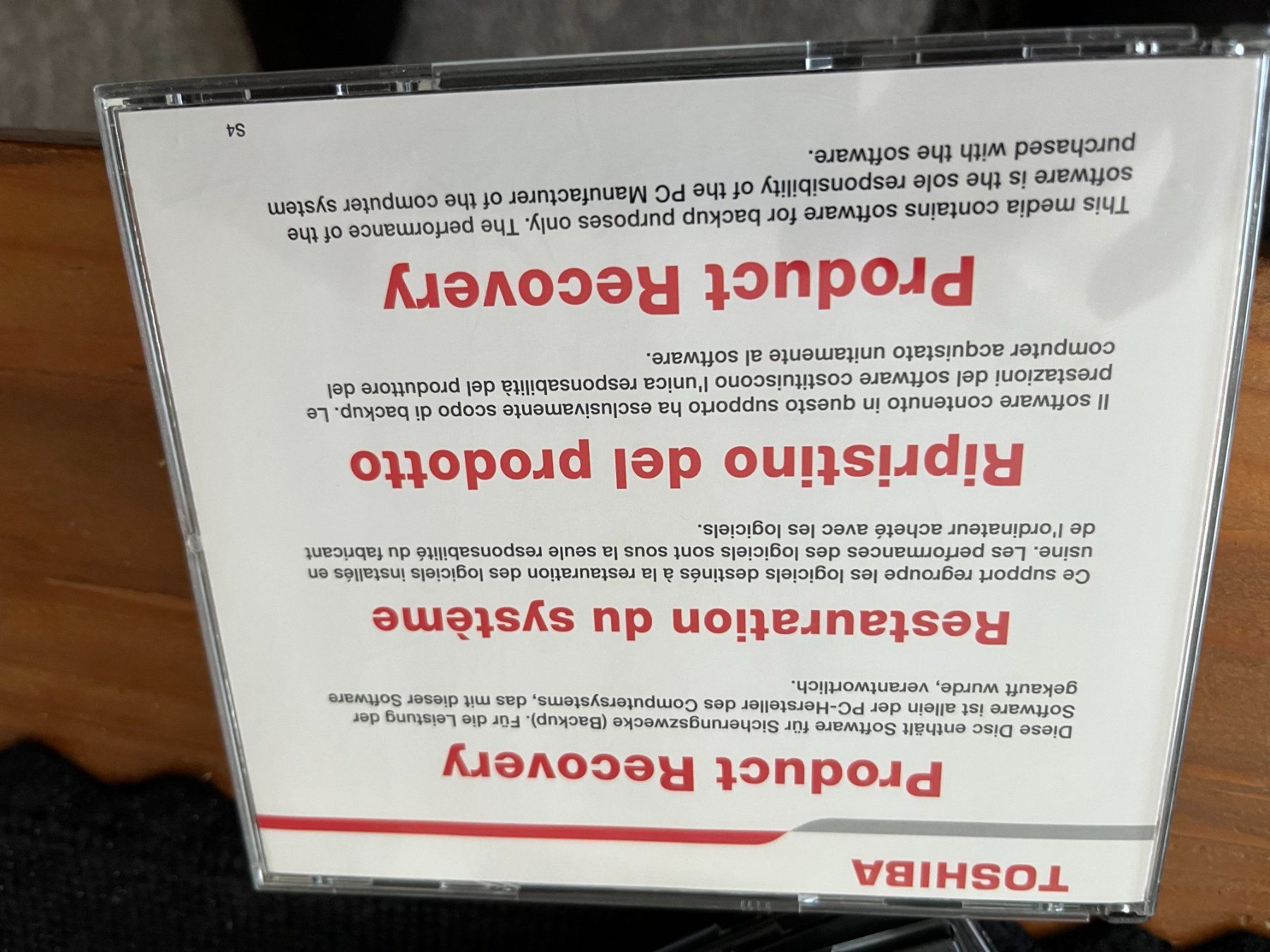 Microsoft Applications: Toshiba Recovery CD – D'occasion à Winterthur par fla_hwg8 1