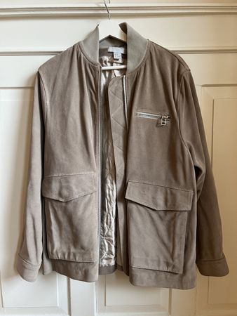 H&M beige suede leather jacket