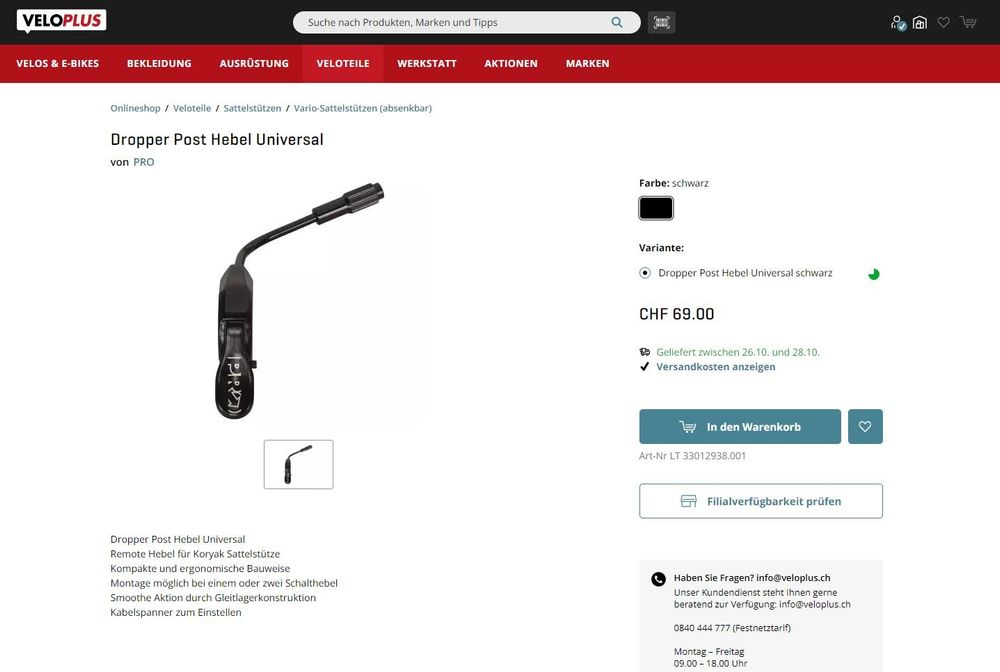 Pro Dropper Post Hebel für MTB Lenker mit Kabel und Hülle Kaufen auf