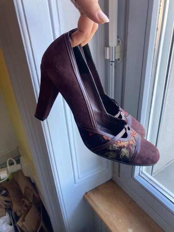 Escarpins Luciana Cavalli - Cuir Noir Talon Bloc 9.5 Cm - Taille 40 - Très Bon État