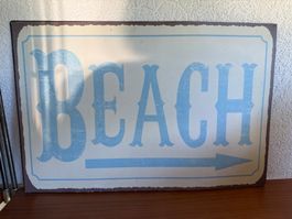 Schild Beach 36 x 24 cm Metall