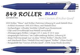 846.659 BLAU ** Roller 849 Caran d'Ache + schwarz M + ETUI