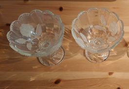 2er Set Vintage Glasschalen für Dessertert, Eis, Coupe