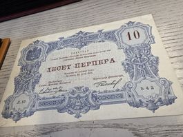 10 Perpera Montenegro 1914 Banknote guter Zustand