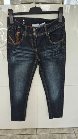 Mid Waist Jeans Gr. 38 Blau Used Look Slim