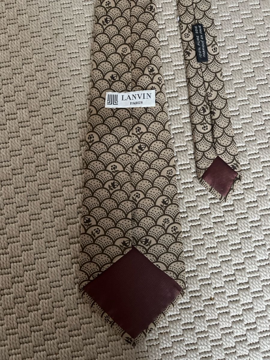 Lanvin Cravatte: Lanvin Seidenkrawatte, braun gemustert, Seide – Usato da Solothurn venduto da Bobesch08 3