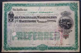 Aktie: Cincinnati, Washington & Baltimore Railroad Co. 1884