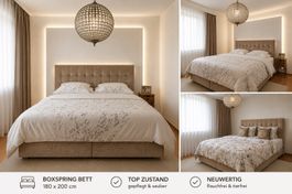 Bett Samt Beige 180cm Breit