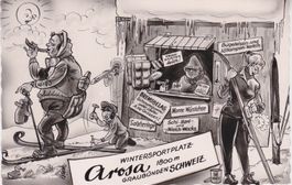 Jux-Karte - AROSA -WINTERSPORTPLATZ, Graubünden. 1958