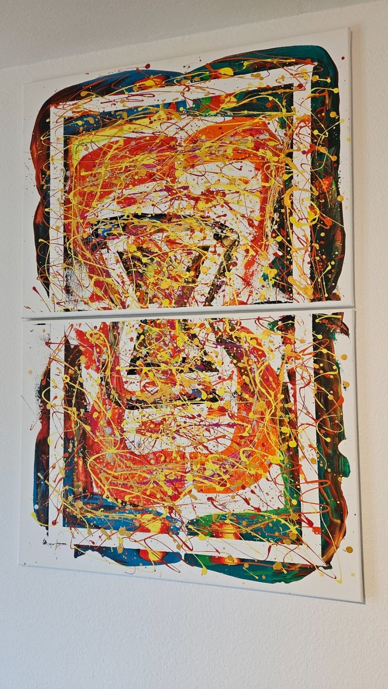Gemälde: Tableau abstrait moderne, unique, fait main, multicolore – Neu (gemäss Beschreibung) aus Le Locle von fab_c9hh 1